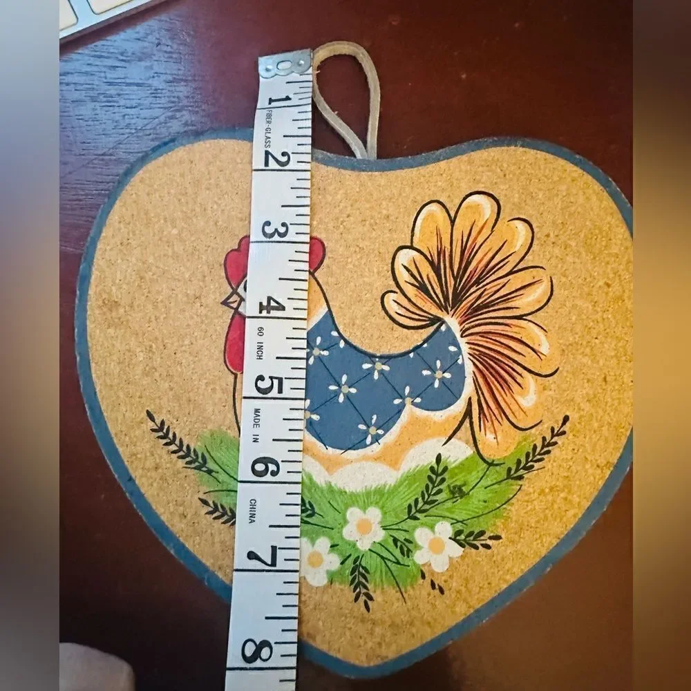 Rooster Cork Handpainted Wall Decor